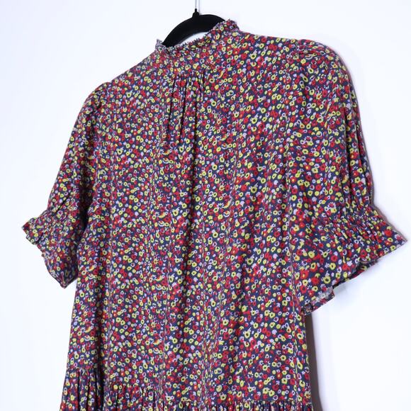 APIECE APART Las Alturas Mini Dress Dotty Floral Crimson Tiered Skirt Women's S - Picture 7 of 11